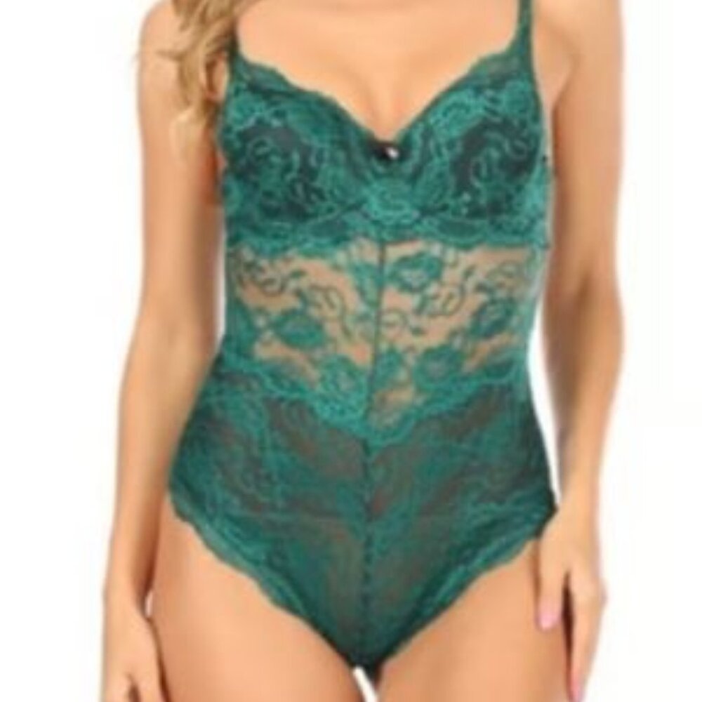 French Affair Blue Spruce Push-Up Bodysuit NWT Misses Size Medium
